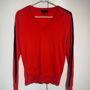 Banana Republic Red V-Neck Sweater with Black Accents